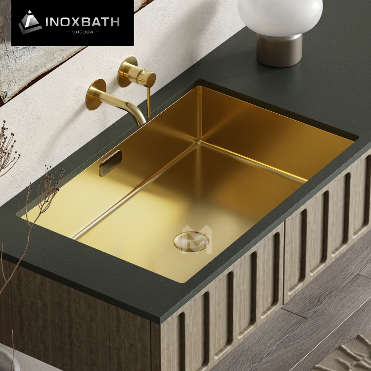 Modern Stainless Steel Undermount Rectangular Vanity Sink with Overflow