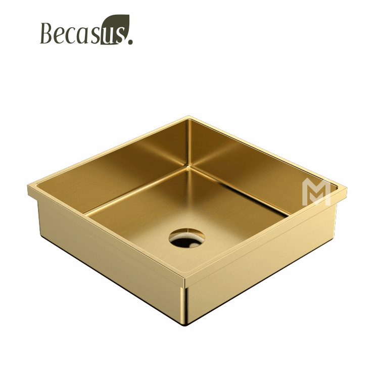 Semi Recessed Basin Sink Square Drop In Bathroom Sinks with Overflow Stainless Steel Vessel Sinks for Bathroom Modern Above Counter Basin Vanity Sink