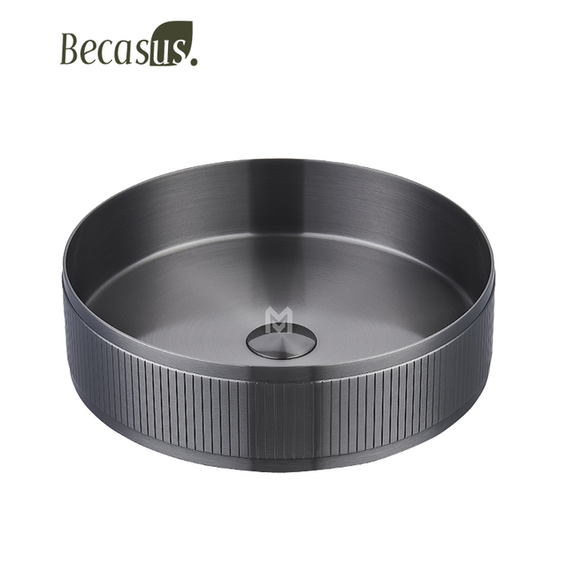 Stainless Steel Gold Vessel Sink With Pop Up Drain Luxury Bathroom Sink Above Counter for Bathrooms