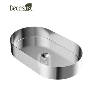 Bathroom Vessel Sink Gold 16 Gauge Nano Titanium Plating Above Counter Oval Vanity Lavatory Bath Sink Basin