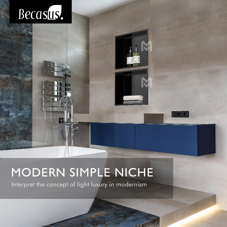 Bathroom Niche 12" X 12" Brushed Gold Stainless Steel Niche for Bathroom Wall