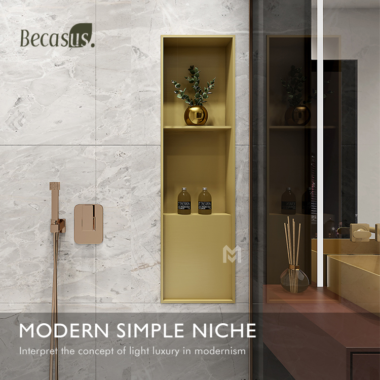 Shower Niche NO Tile Needed,Matte Black Double Shelf Organizer Square Corners Wall-Inserted Niche Recessed Shower Shelf Modern Soap Niche for Bathroom