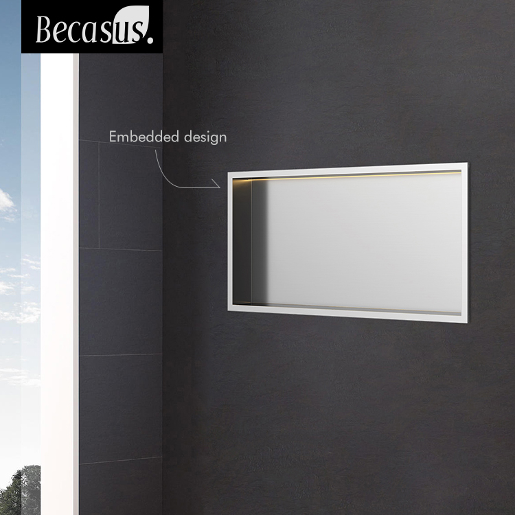 Stainless Steel Elegant Bathroom Shower Niche No Tile Needed Recessed Shower Shelf Organizer for Storage