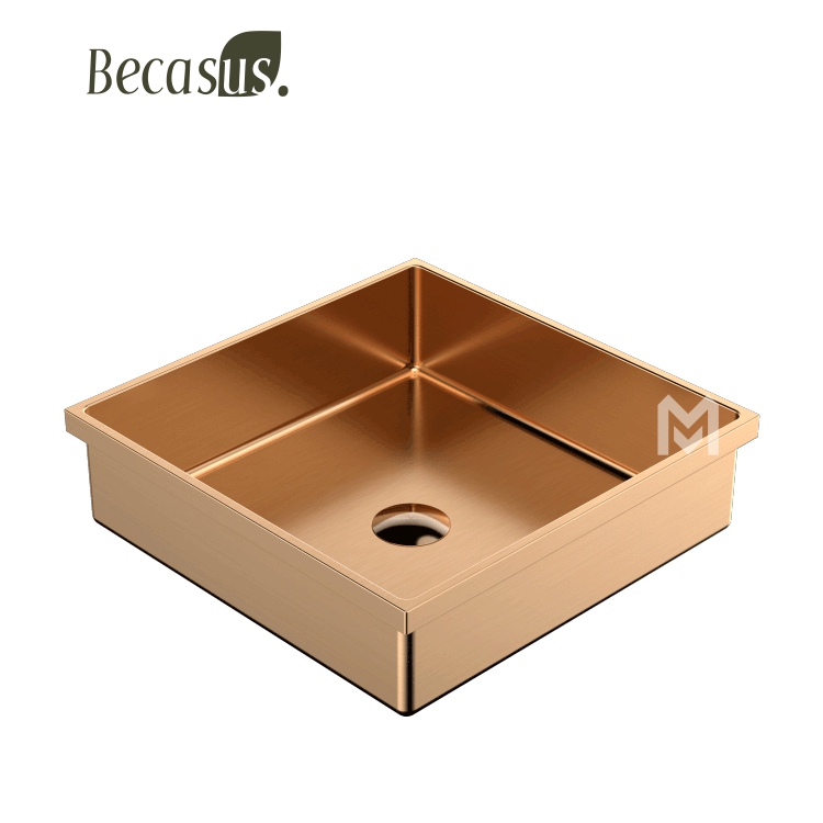 Semi Recessed Basin Sink Square Drop In Bathroom Sinks with Overflow Stainless Steel Vessel Sinks for Bathroom Modern Above Counter Basin Vanity Sink