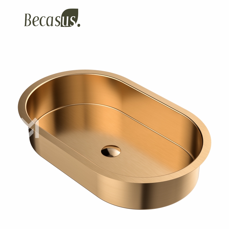 Modern Stainless Steel Vanity Bowl Sink Oval Bathroom Sink Under Counter Wash Basin