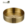 Stainless Steel Gold Vessel Sink With Pop Up Drain Luxury Bathroom Sink Above Counter for Bathrooms