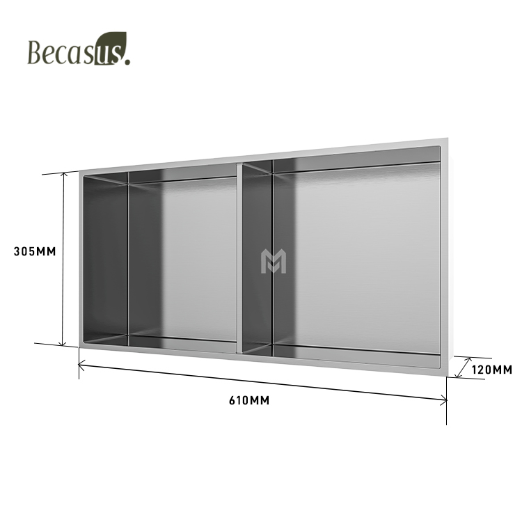 Stainless Steel Elegant Bathroom Shower Niche No Tile Needed Recessed Shower Shelf 