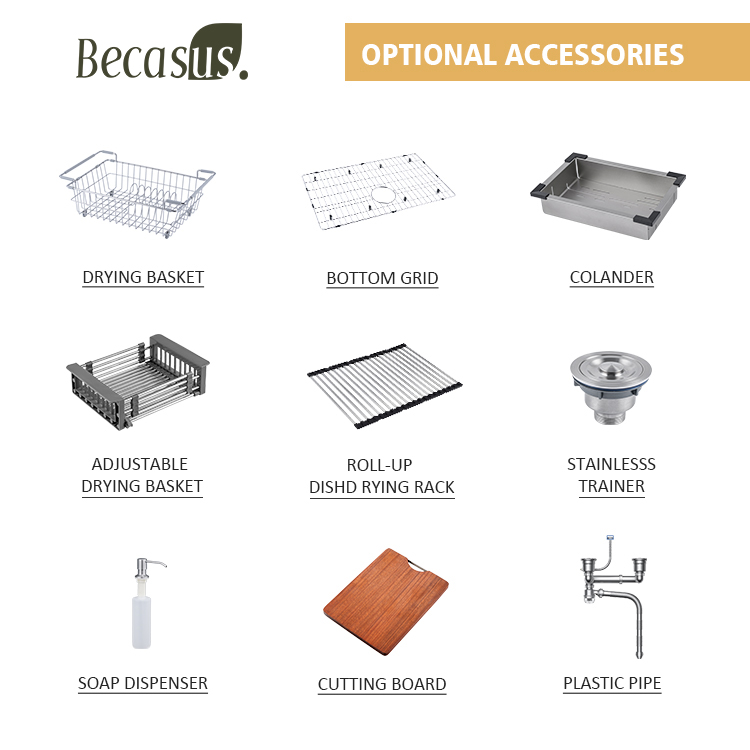 Workstation Kitchen Sink 60/40 Double Bowl Undermount 16 Gauge Stainless Steel Kitchen Sink with Brushed Finish hides scratches Easy-to-Clean Undermount Sink 