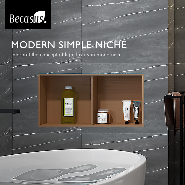 Stainless Steel Elegant Bathroom Shower Niche No Tile Needed Recessed Shower Shelf Organizer for Storage
