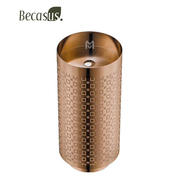 Solid Surface Stainless Steel Basin Sink Five Star Hotel Bathroom Standing Wash Basin Sink