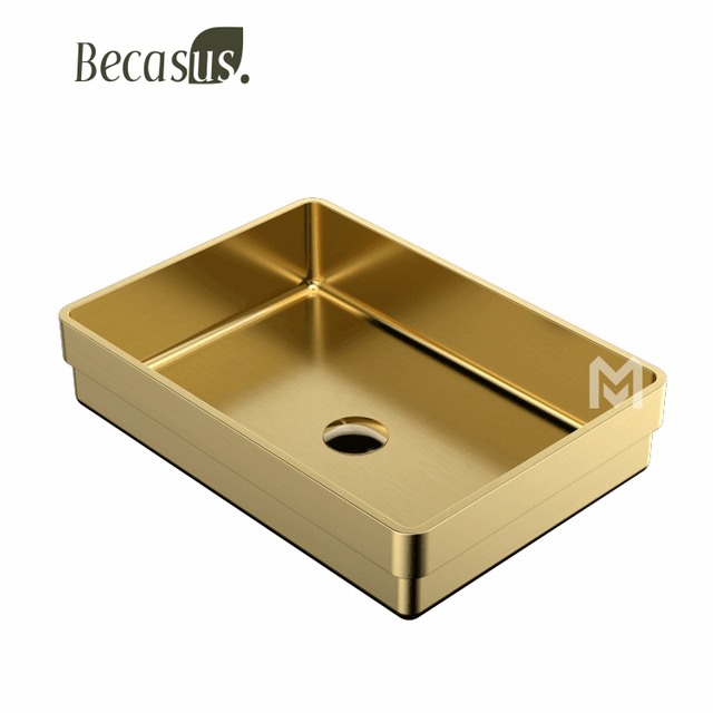 Semi Recessed Basin Sink Vessel Drop In Bathroom Sinks with Overflow Stainless Steel Vessel Sinks for Bathroom Modern Above Counter Basin Vanity Sink
