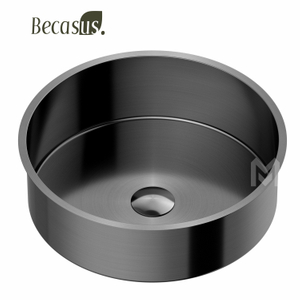 Round Shape Stainless Steel Under Table Bathroom Sink with Drain Hole