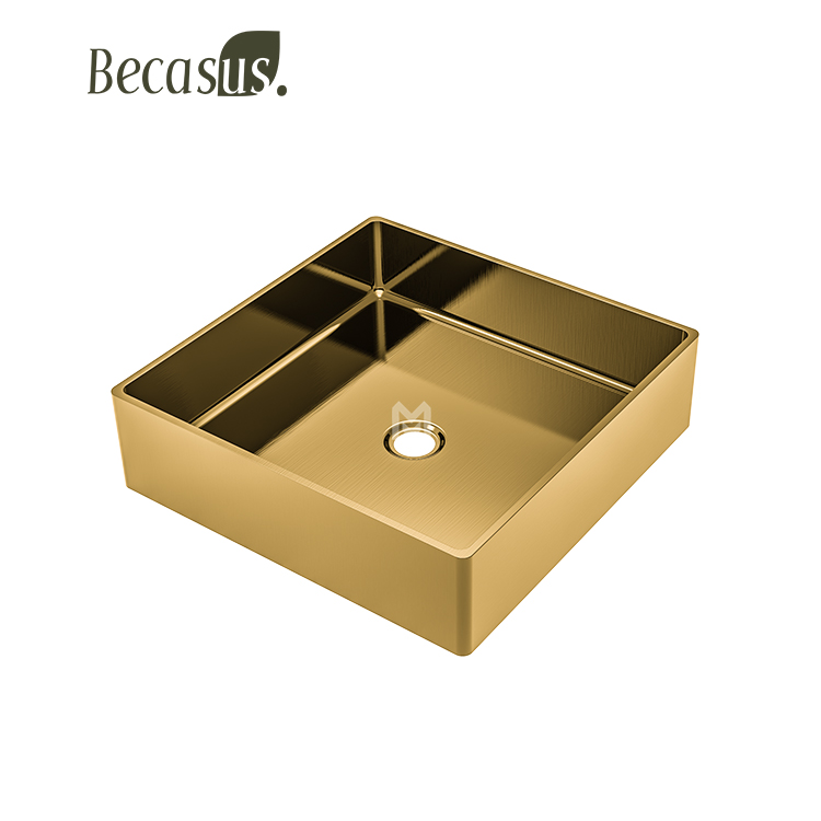 Brushed Square Stainless Steel Over mount Basin Rustproof Modern Light Luxury Bathroom Art Basin 