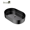 Bathroom Vessel Sink Gold 16 Gauge Nano Titanium Plating Above Counter Oval Vanity Lavatory Bath Sink Basin
