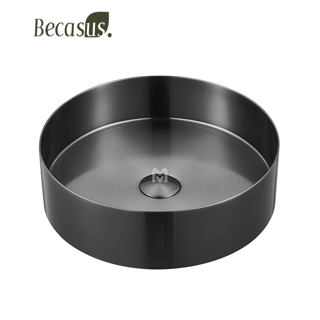 Bathroom Vessel Sink 15 Inch Gold Ceramic Vessel Sink with Pop-Up Drain Combo Above Counter Round Bathroom Sink Bowl Description