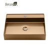 Rectangle Vessel Sink 23x15 Inch Stainless Steel Vessel Sinks Above Counter Bathroom Sinks Bowl Sink with Faucet Hole