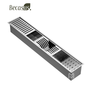 Stainless Steel Workstation Kitchen Sink Tableware Dish Drying Drainer Channel Organizer Bar Sink