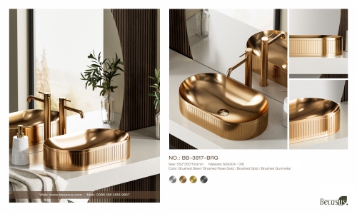 Lavabo para ba&ntilde;o de hotel de lujo Becasus en acero inoxidable.jpg