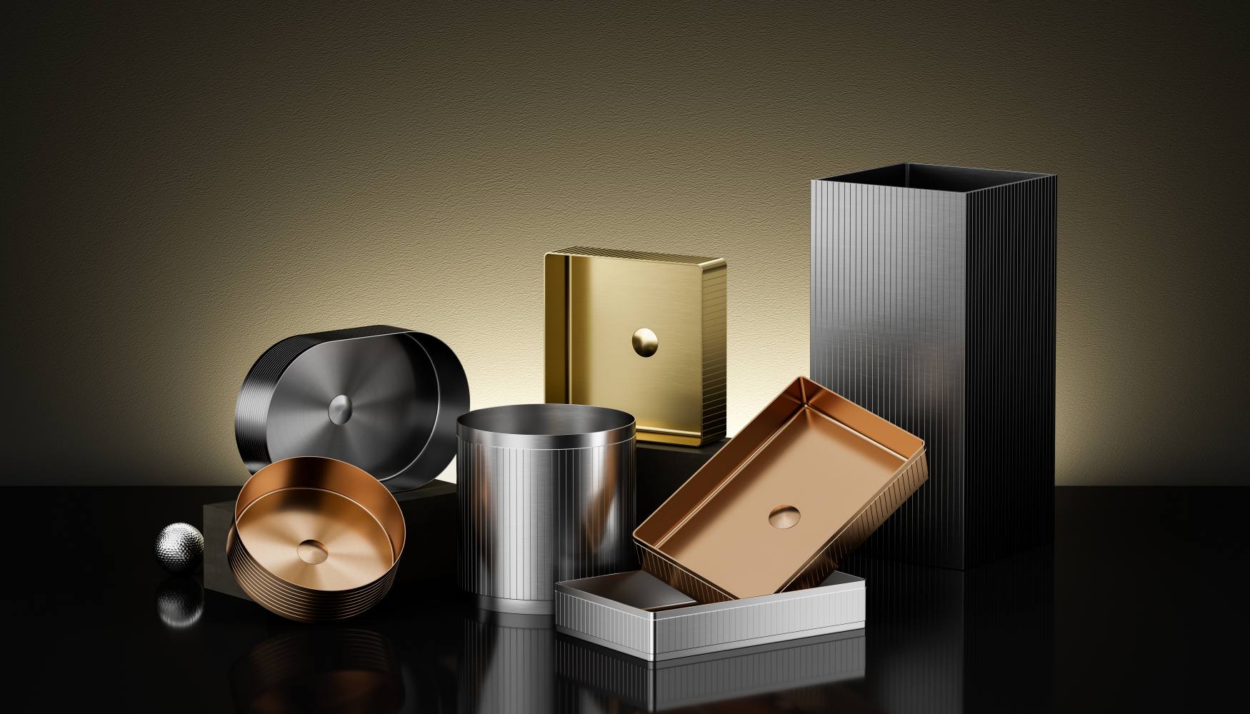 Becasus wall-mounted stainless steel bathroom sink collection displayed in multiple PVD finish options including brushed gold, gunmetal black, and brushed nickel.jpg