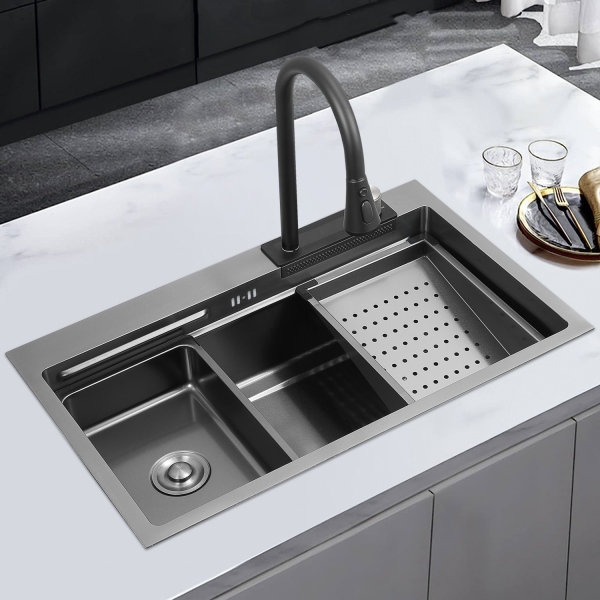 handmade stainless steel sink R10 corner radius PVD vacuum coating layer cross-section matte black finish detail.jpg