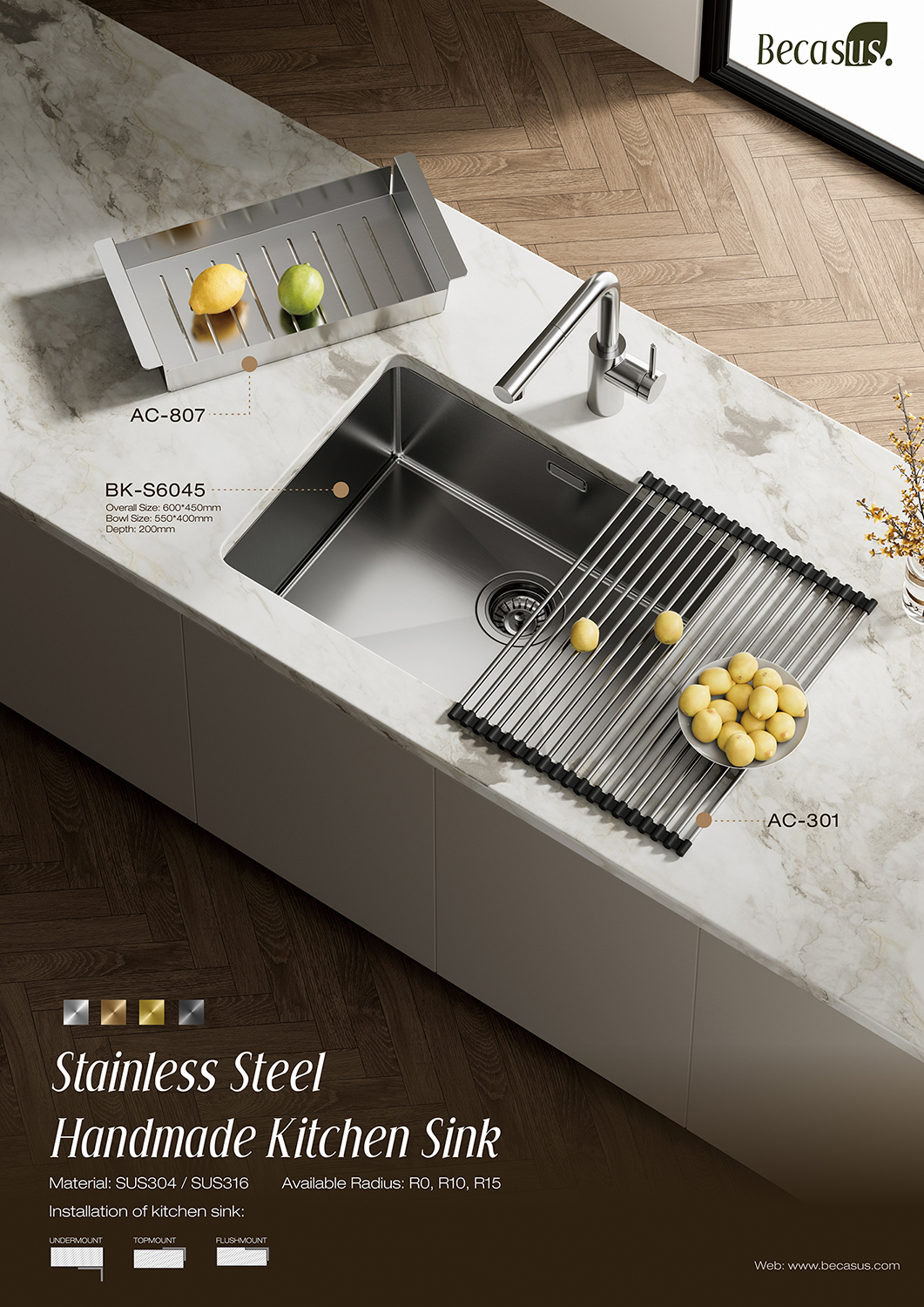 handcrafted stainless steel kitchen sink TIG welding drainage slope manufacturer Becasus.jpg