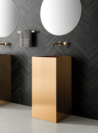 wall mounted sink small bathroom quiet luxury warm minimalism rounded corner basin single hole faucet.jpg